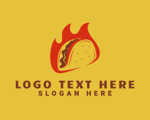 Taqueria - Flaming Taco Snack logo design