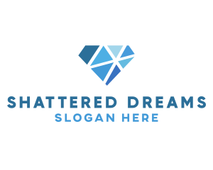 Shattered - Shattered Blue Diamond logo design
