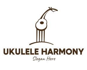 Ukulele - Brown Guitar Giraffe logo design