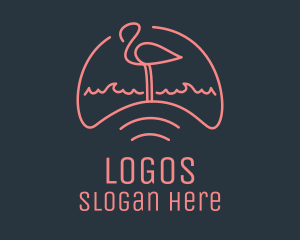 Seaside - Pink Flamingo Island logo design