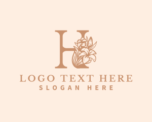 Scent - Organic Floral Flower Letter H logo design