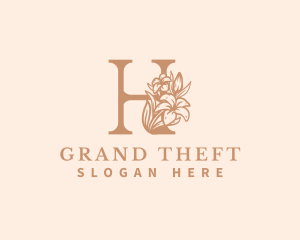 Wedding - Organic Floral Flower Letter H logo design