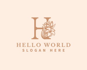 Organic Floral Flower Letter H logo design