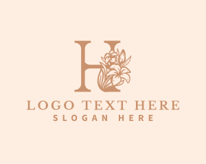 Wreath - Organic Floral Flower Letter H logo design