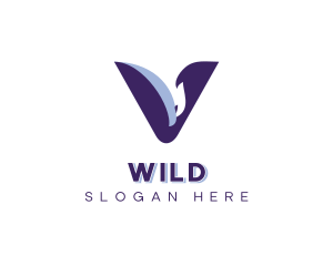Wildlife Eagle Letter V Logo