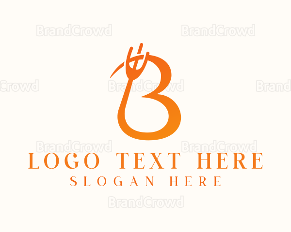 Restaurant Utensils Letter B Logo