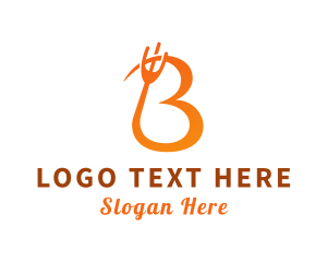 Orange - Restaurant Utensils Letter B logo design