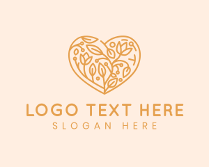 Gold - Leaf Flower Heart logo design