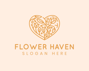 Leaf Flower Heart logo design