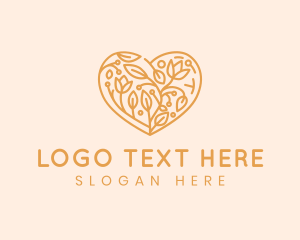 Plant - Leaf Flower Heart logo design