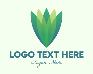 Flower Bud - Green Gradient Eco Leaves logo design