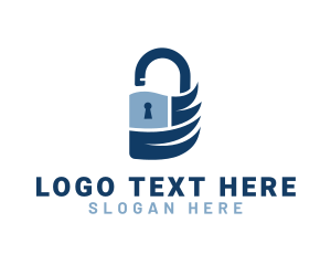 Secure - Blue Security Padlock logo design