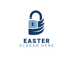 Blue Security Padlock Logo