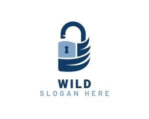 Blue Security Padlock Logo