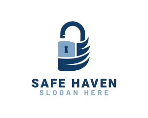 Blue Security Padlock logo design