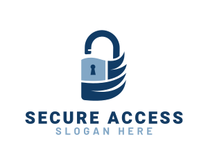 Passcode - Blue Security Padlock logo design