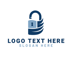 Latch - Blue Security Padlock logo design