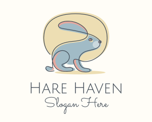 Hare - Moon Rabbit Monoline logo design