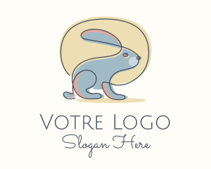 Rabbit - Moon Rabbit Monoline logo design
