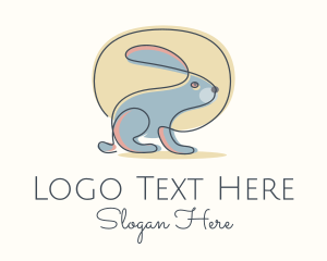 Hare - Moon Rabbit Monoline logo design