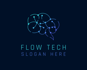 Tech Circuit Brain logo design