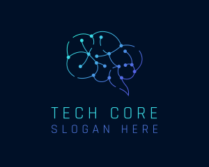 Tech Circuit Brain logo design