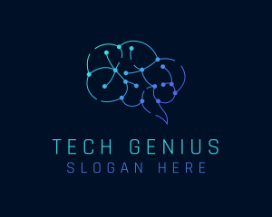 Tech Circuit Brain logo design