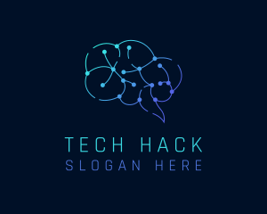 Tech Circuit Brain logo design