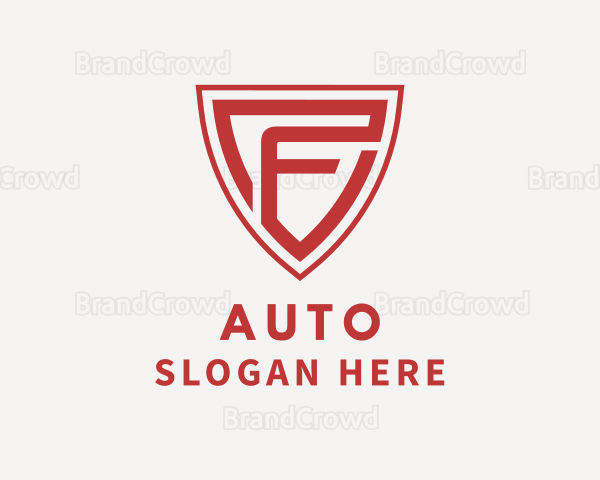 Red Security Shield Letter F Logo