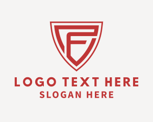 Security - Red Security Shield Letter F logo design