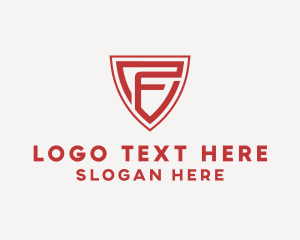 Business - Red Security Shield Letter F logo design