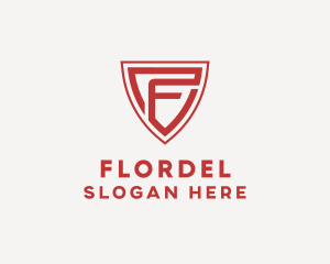 Red Security Shield Letter F logo design