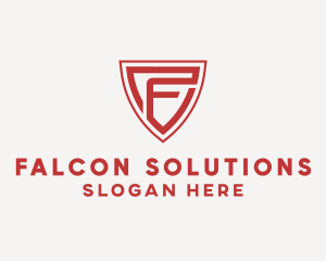 Red Security Shield Letter F logo design