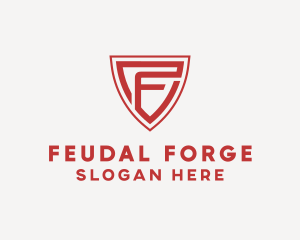 Red Security Shield Letter F logo design