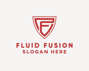 Red Security Shield Letter F logo design