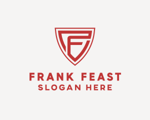 Red Security Shield Letter F logo design