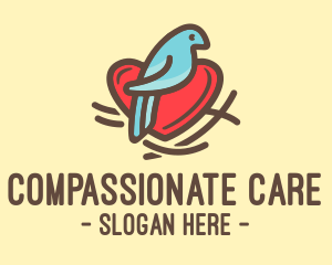 Caring - Bird Nest Heart logo design