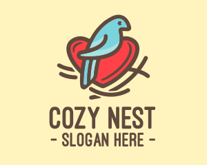 Nesting - Bird Nest Heart logo design