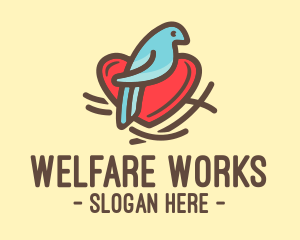 Welfare - Bird Nest Heart logo design