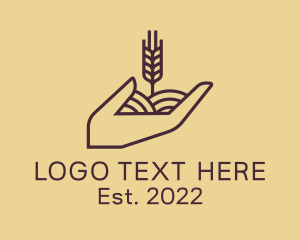 Rural - Wheat Farmer Hand logo design