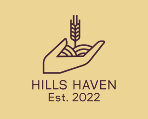 Wheat Farmer Hand  logo design