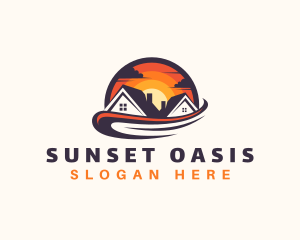 Sunset Real Estate House logo design