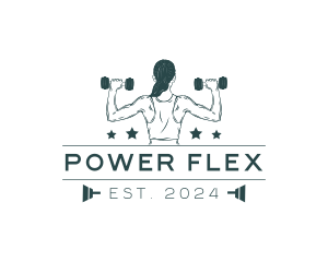 Muscles - Woman Weights Fitness logo design