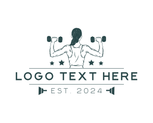 Muscles - Woman Weights Fitness logo design
