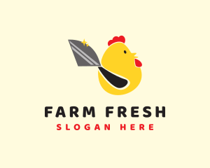 Chicken Rooster Knife logo design