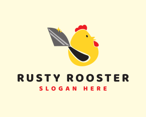 Chicken Rooster Knife logo design