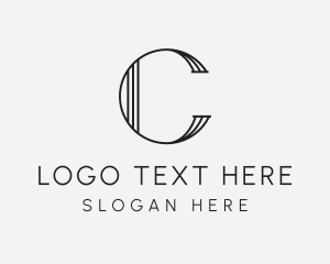 Black And White - Elegant Geometric Lines Letter C logo design