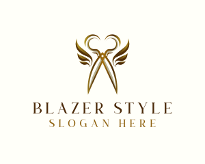 Scissors Hair Styling Wings logo design