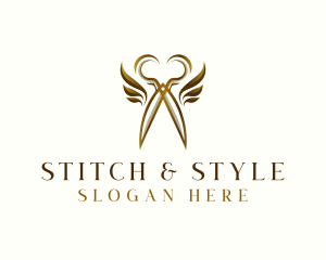 Scissors Hair Styling Wings logo design