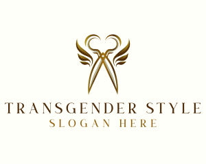 Scissors Hair Styling Wings logo design